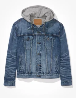 AE Hooded Denim Trucker Jacket -Soft Leaf 0106 1537 400 f