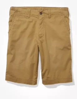AE Flex 12" Longer Length Lived-In Khaki Short -Soft Leaf 0135 7330 238 f