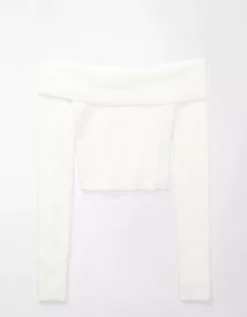 AE Off-the-Shoulder Cropped Sweater 5 AE Off-the-Shoulder Cropped Sweater -Soft Leaf 0341 1060 100 f