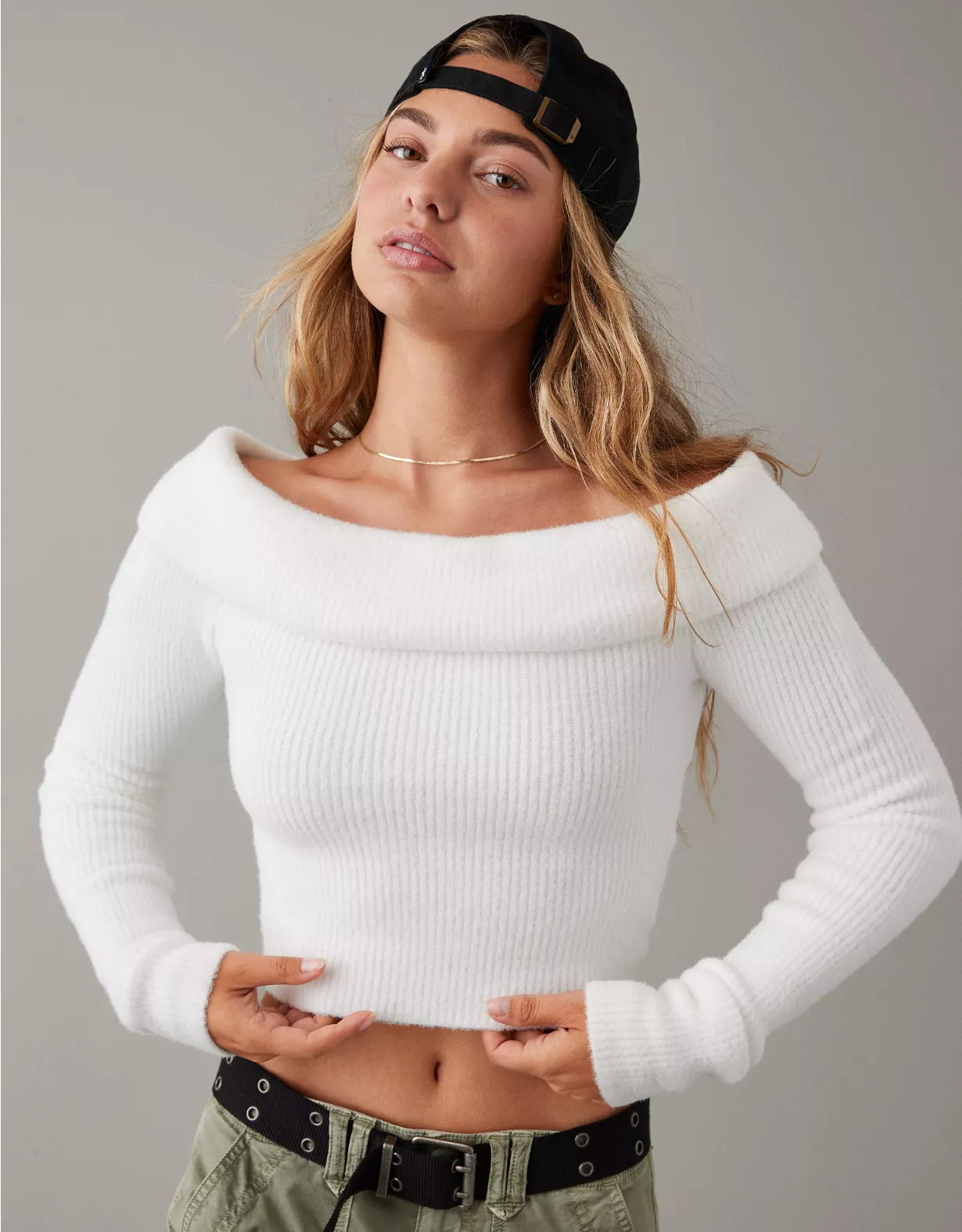 AE Off-the-Shoulder Cropped Sweater 1 AE Off-the-Shoulder Cropped Sweater