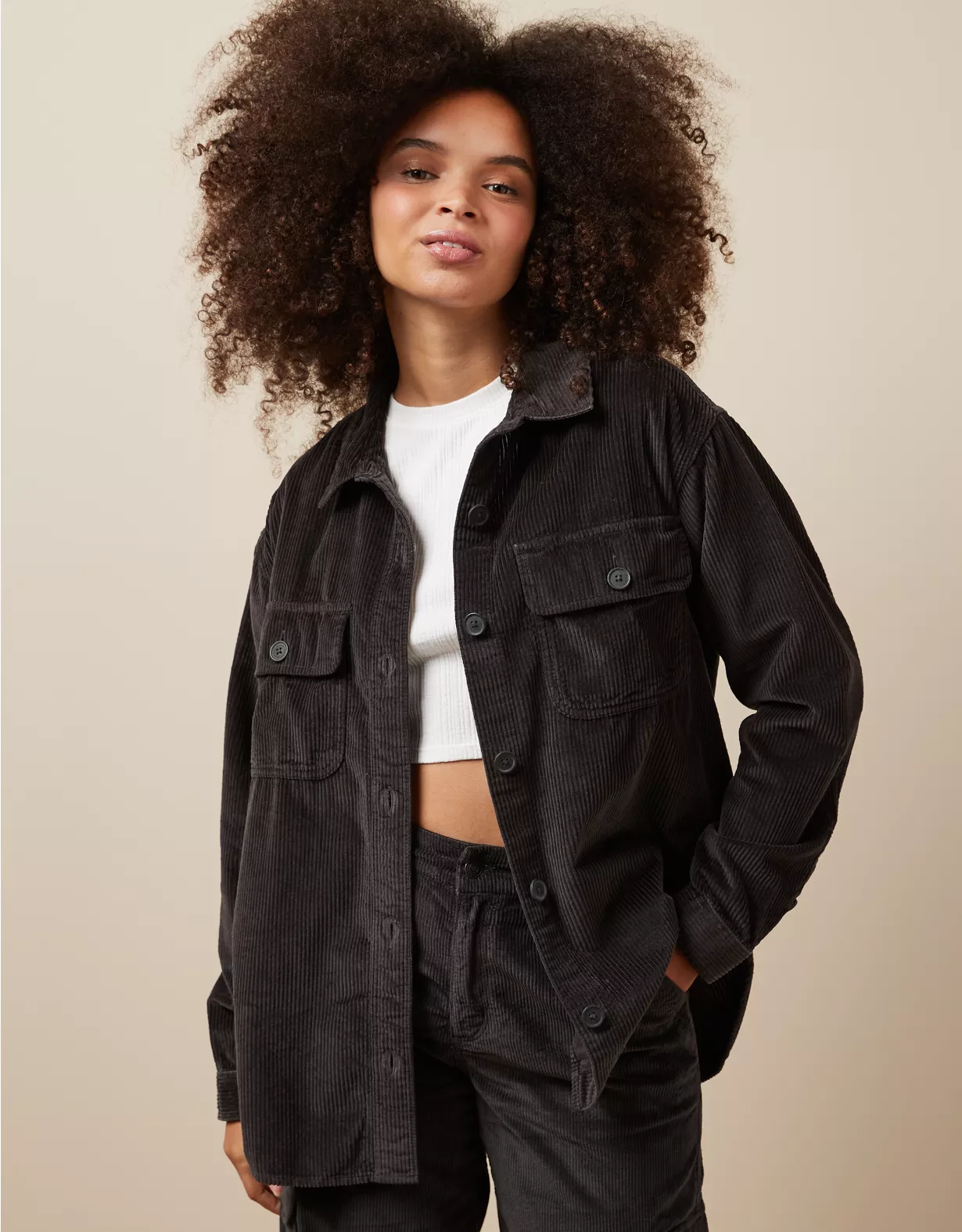 AE Dreamy Drape Oversized Corduroy Shirt 1 AE Dreamy Drape Oversized Corduroy Shirt