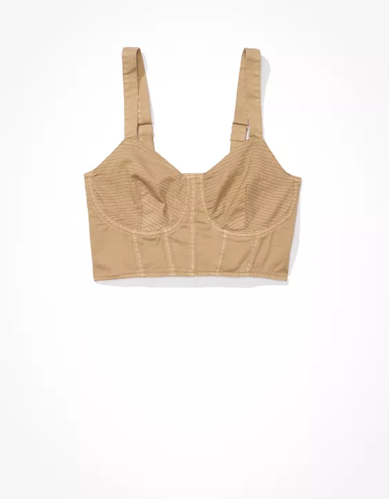 AE Cropped Denim Corset Tank Top 3 AE Cropped Denim Corset Tank Top - Image 3