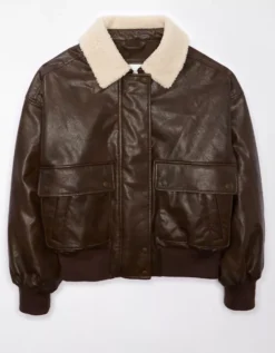 AE Sherpa Leather Bomber Jacket -Soft Leaf 0383 3435 200 f