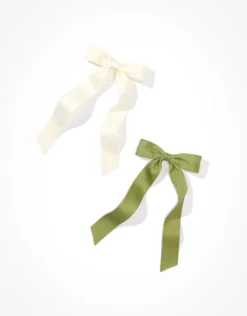 AEO Green + Cream Hair Bow 2-Pack