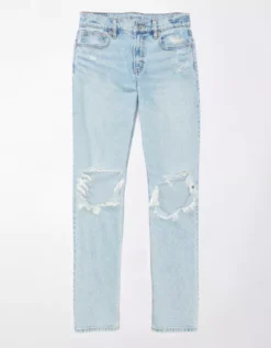 AE Stretch Super High-Waisted Ripped Ankle Straight Jean -Soft Leaf 0435 4822 432 f