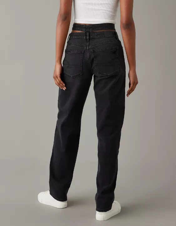 AE Stretch Super High-Waisted Baggy Straight Cut-Out Jean 2 AE Stretch Super High-Waisted Baggy Straight Cut-Out Jean - Image 2