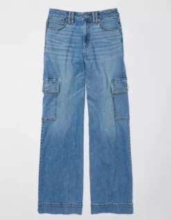 AE Dreamy Drape Stretch Super High-Waisted Cargo Baggy Wide-Leg Jean -Soft Leaf 0437 4914 584 f