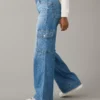 AE Dreamy Drape Stretch Super High-Waisted Cargo Baggy Wide-Leg Jean