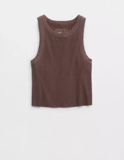 Aerie Textured Free Spirit Ribbed Tank Top -Soft Leaf 0441 3168 215 f