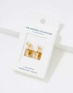 AE Keepers Collection 14K Gold Plated Tubular Hoop Earring -Soft Leaf 0484 1449 709 b