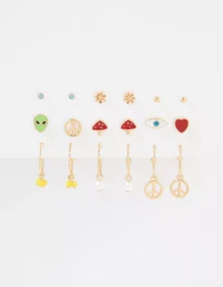 AEO Hoop + Stud Charm Earrings 18-Pack -Soft Leaf 0484 6815 900 b