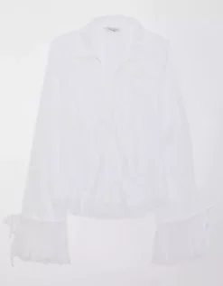AE Mesh Ruffled Shirt -Soft Leaf 0536 5273 100 f