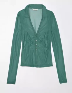 AE Mesh Button-Up Shirt 5 AE Mesh Button-Up Shirt -Soft Leaf 0536 5307 788 f