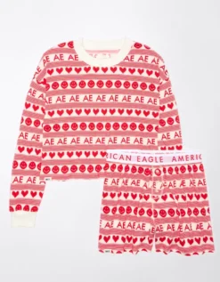 AE Fair Isle Plush PJ Set -Soft Leaf 0575 2963 600 f