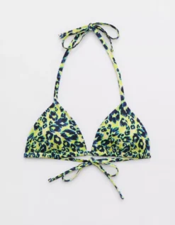 Aerie Leopard String Triangle Bikini Top -Soft Leaf 0752 3697 361 f