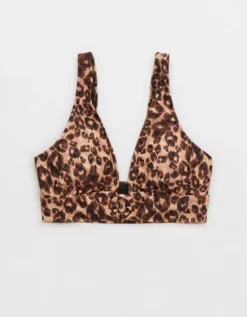 Aerie Longline Plunge Leopard Ring Bikini Top -Soft Leaf 0753 4746 158 f