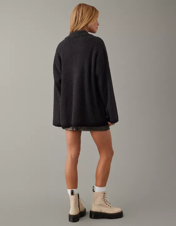 AE Collared Button-Front Cardigan 2 AE Collared Button-Front Cardigan - Image 2