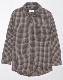 AE Oversized Plaid Flannel Shirt 5 AE Oversized Plaid Flannel Shirt -Soft Leaf 1354 5378 001 f