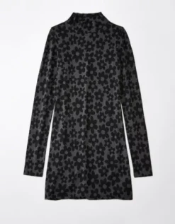 AE Knit Mock Neck Long-Sleeve Flower Mini Dress -Soft Leaf 1399 7421 001 f