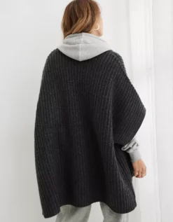 Aerie Marled Rib Sweater Cape 4 Aerie Marled Rib Sweater Cape -Soft Leaf 1497 8834 073 ob