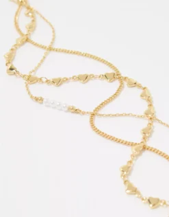 Aerie Dainty Heart And Pearl Necklace Pack -Soft Leaf 1498 8606 709 b