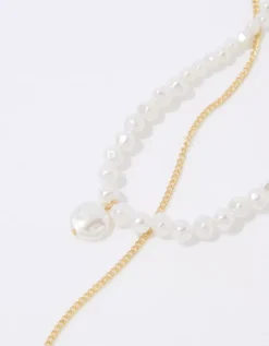 Aerie Pearl Choker Necklace Pack -Soft Leaf 1498 8953 709 b