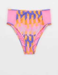 Aerie Mesh High Cut Cheeky Bikini Bottom -Soft Leaf 1754 4683 674 f