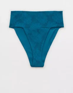 Aerie Lace Banded High Cut Cheeky Bikini Bottom -Soft Leaf 1754 4889 387 f