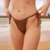 Aerie Shine Pique Low Rise Scrunchie Tie Cheekiest Bikini Bottom
