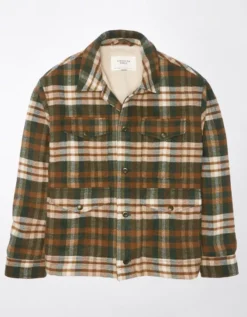 AE Plaid Button-Up Jacket -Soft Leaf 2101 1555 309 f
