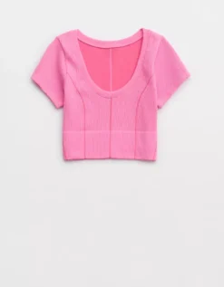 OFFLINE By Aerie Seamless Corset T-Shirt -Soft Leaf 2161 1354 610 f