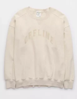 OFFLINE By Aerie Throw-Back Fleece Crewneck Sweatshirt 5 OFFLINE By Aerie Throw-Back Fleece Crewneck Sweatshirt -Soft Leaf 2164 1434 062 f