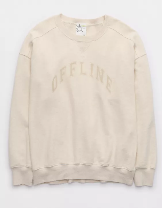OFFLINE By Aerie Throw-Back Fleece Crewneck Sweatshirt 3 OFFLINE By Aerie Throw-Back Fleece Crewneck Sweatshirt - Image 3