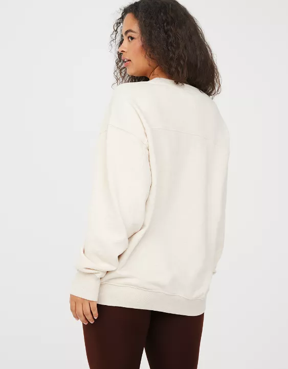 OFFLINE By Aerie Throw-Back Fleece Crewneck Sweatshirt 2 OFFLINE By Aerie Throw-Back Fleece Crewneck Sweatshirt - Image 2