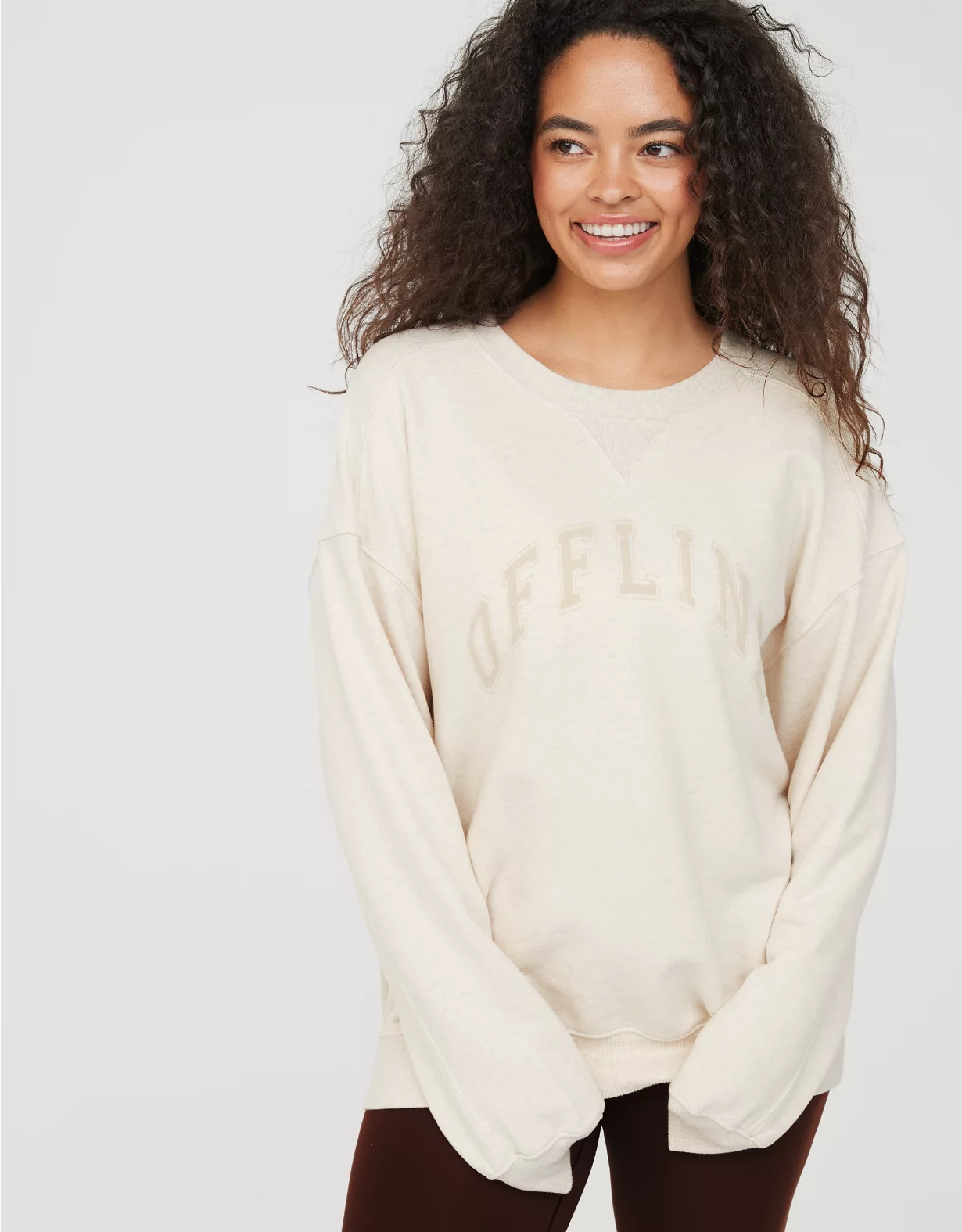 OFFLINE By Aerie Throw-Back Fleece Crewneck Sweatshirt 1 OFFLINE By Aerie Throw-Back Fleece Crewneck Sweatshirt
