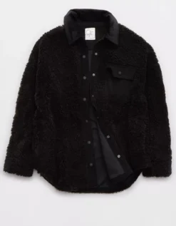 OFFLINE By Aerie Sherpa Corduroy Shacket 5 OFFLINE By Aerie Sherpa Corduroy Shacket -Soft Leaf 2168 1530 073 f