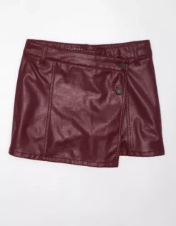 AE High-Waisted Vegan Leather Mini Skort -Soft Leaf 2331 7576 613 f