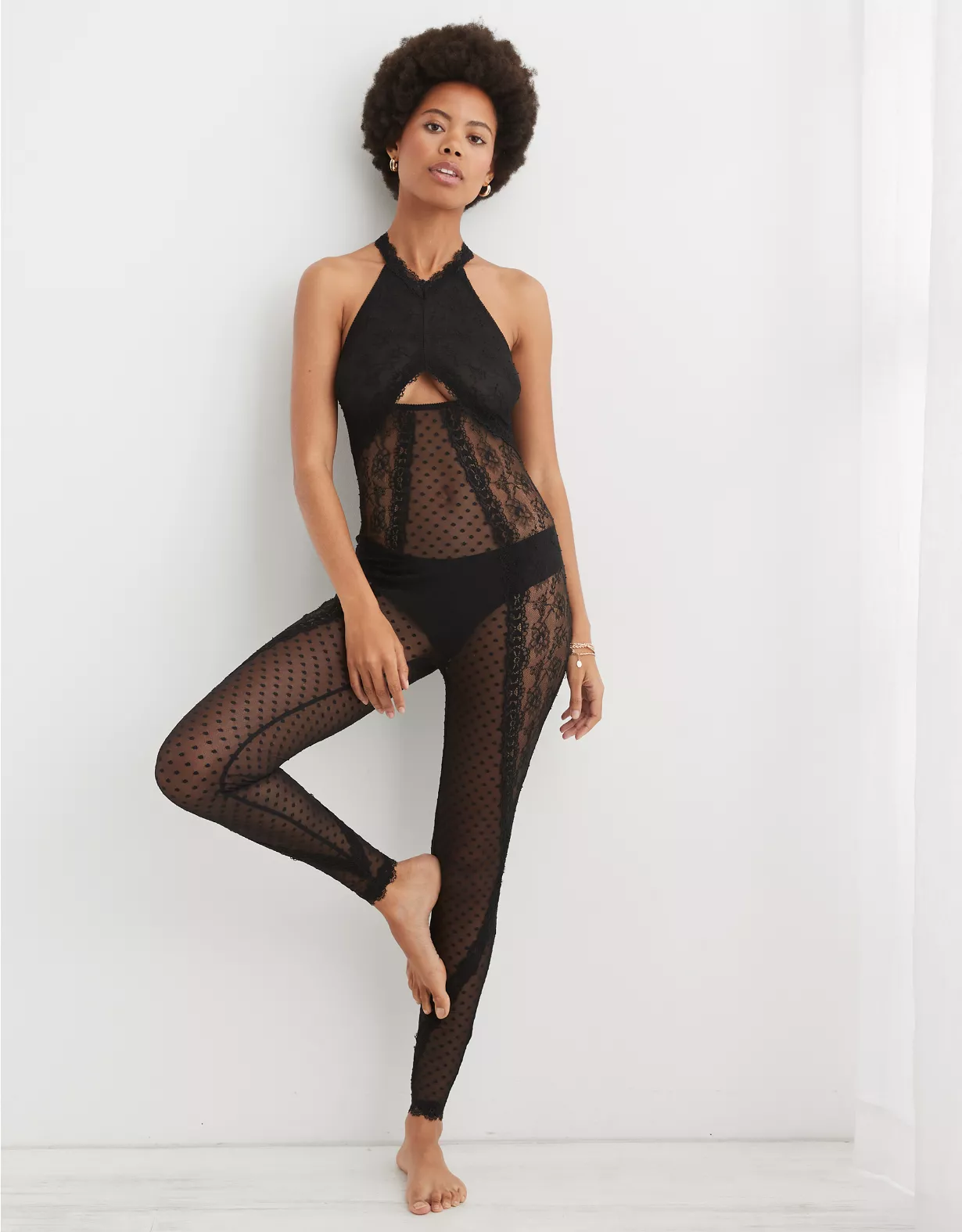 Aerie Show Off Park Picnic Lace High Neck Bodysuit 1 Aerie Show Off Park Picnic Lace High Neck Bodysuit