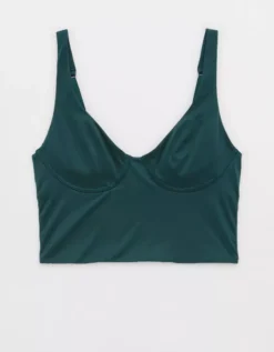Aerie SMOOTHEZ Shine Corset Bra Top -Soft Leaf 2694 3708 788 f