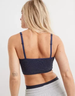 Aerie Superchill Seamless Ribbed Bra Top -Soft Leaf 2694 3799 410 ob
