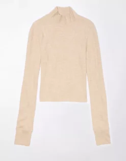 AE Long-Sleeve Cropped Hey Baby Mock Neck Tee -Soft Leaf 3376 9184 864 f