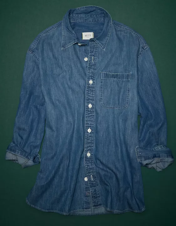 AE77 Premium Denim Boyfriend Shirt 3 AE77 Premium Denim Boyfriend Shirt - Image 3