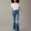 AE Stretch Curvy Ripped Super High-Waisted Flare Jean