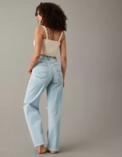 AE Strigid Curvy Super High-Waisted Ripped Baggy Straight Jean -Soft Leaf 4436 4760 987 ob