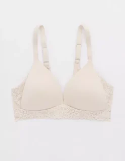 Aerie Sunnie Wireless Lightly Lined Blossom Lace Trim Bra -Soft Leaf 4792 8341 172 f