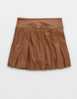 OFFLINE By Aerie Real Luxe Faux Leather Skort -Soft Leaf 6498 1256 173 f