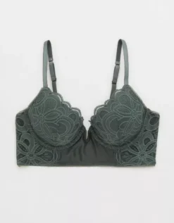 Aerie Show Off Plunge Push Up Rooftop Garden Lace Bra 5 Aerie Show Off Plunge Push Up Rooftop Garden Lace Bra -Soft Leaf 6732 5078 357 f
