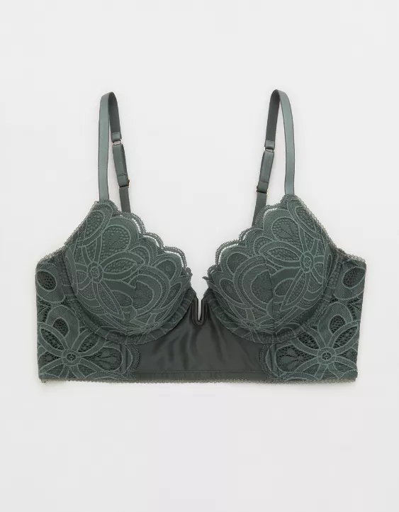 Aerie Show Off Plunge Push Up Rooftop Garden Lace Bra 3 Aerie Show Off Plunge Push Up Rooftop Garden Lace Bra - Image 3