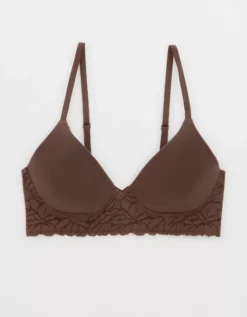 Aerie Superchill Wireless Lightly Lined Lace Trim Bra -Soft Leaf 7790 5039 215 f