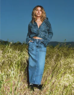 AE Low-Rise Denim Maxi Skirt